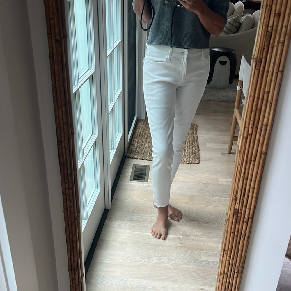 MOTHER White Ankle Cropped Jeans
